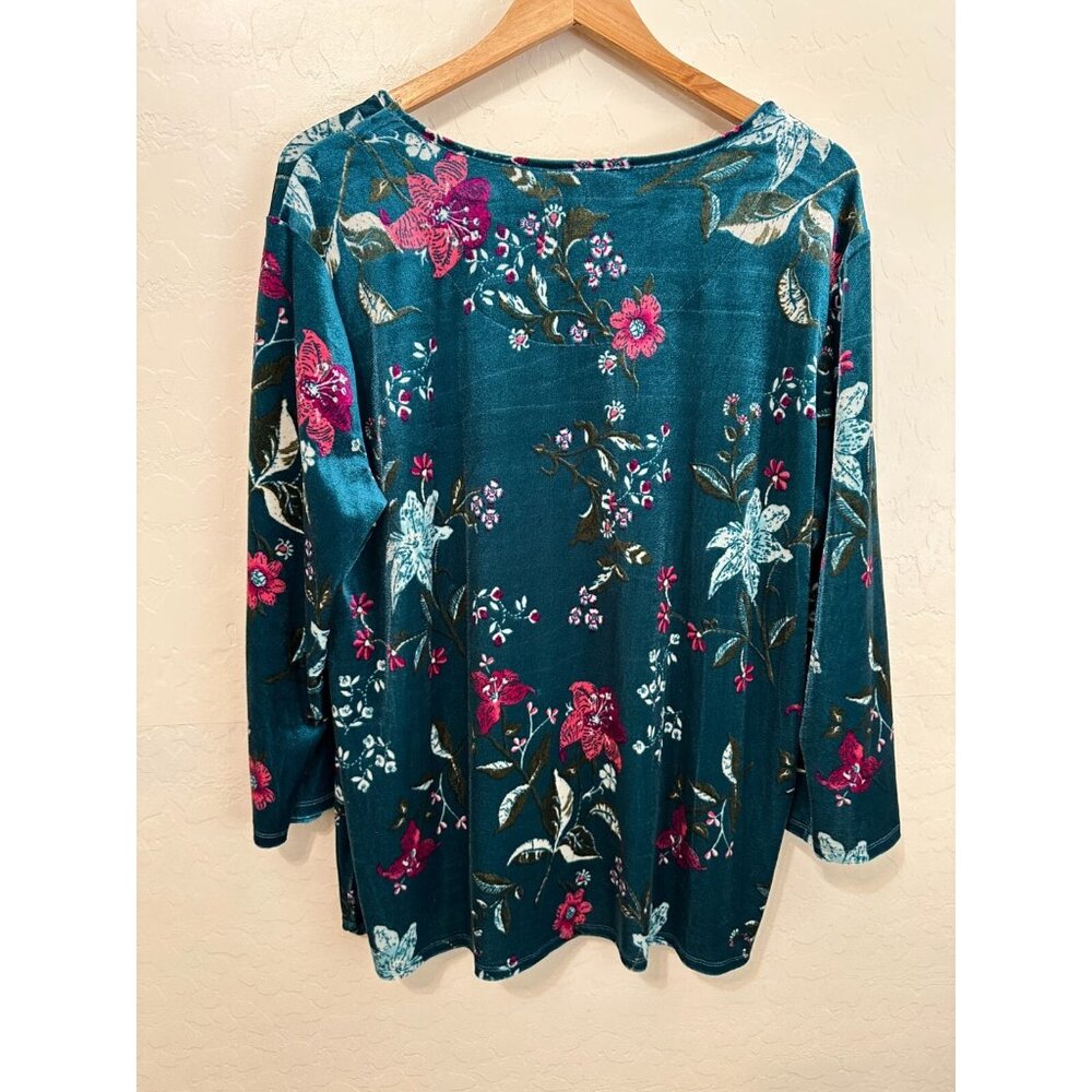 White Stag Womans Velvet Floral Top Sz 16/18 Fairygrunge 90s Boho Western Office - Picture 4 of 10